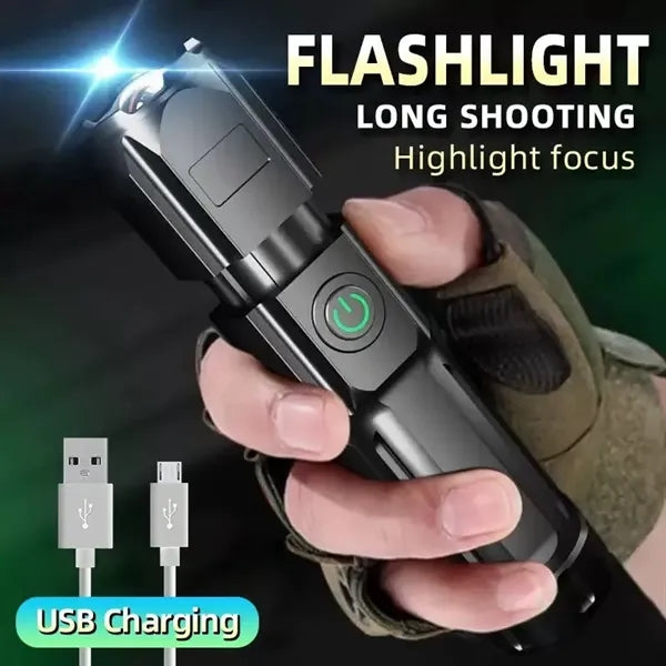 Mini Rechargeable Zoomable Flashlight with 3 Light Modes