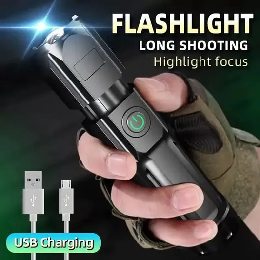 Mini Rechargeable Zoomable Flashlight with 3 Light Modes