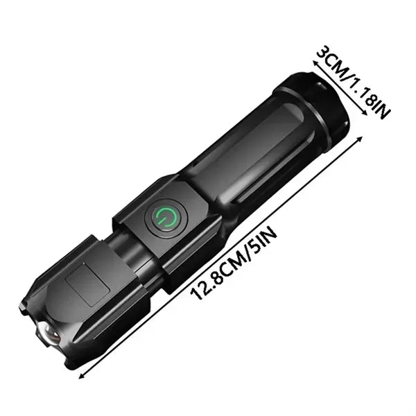 Mini Rechargeable Zoomable Flashlight with 3 Light Modes