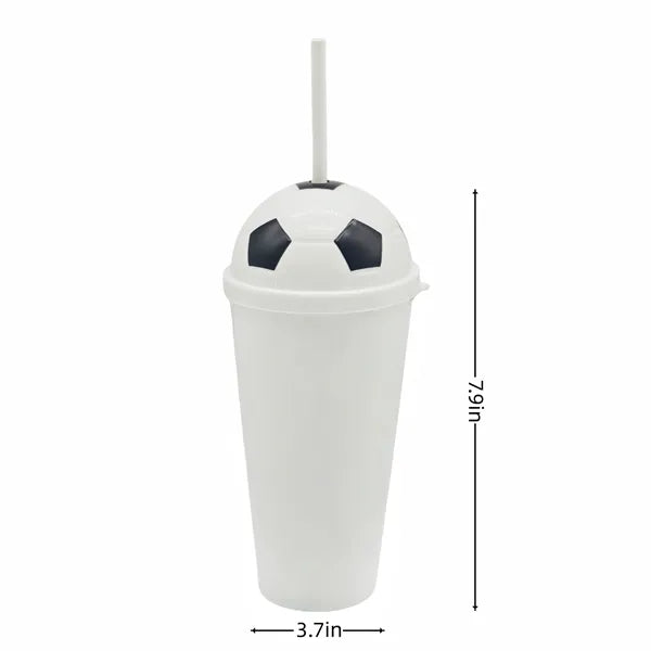 20oz Soccer-Style Plastic Large-Capacity Straw Cup