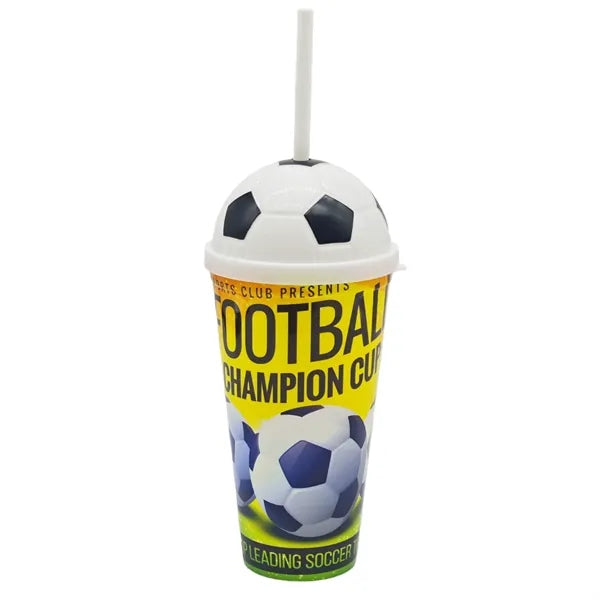 20oz Soccer-Style Plastic Large-Capacity Straw Cup