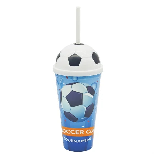 20oz Soccer-Style Plastic Large-Capacity Straw Cup