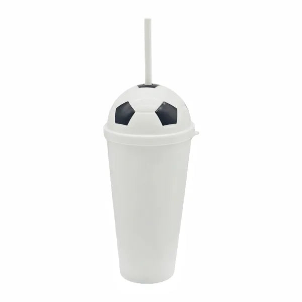 20oz Soccer-Style Plastic Large-Capacity Straw Cup