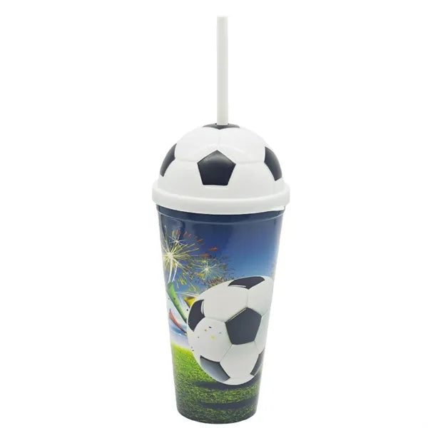 20oz Soccer-Style Plastic Large-Capacity Straw Cup