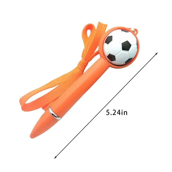 Soccer ballpoint pen with lanyard novelty sports-themed gift