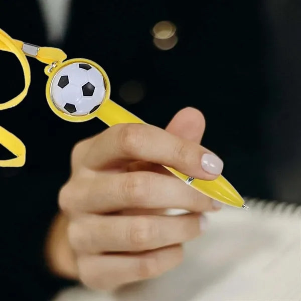 Soccer ballpoint pen with lanyard novelty sports-themed gift