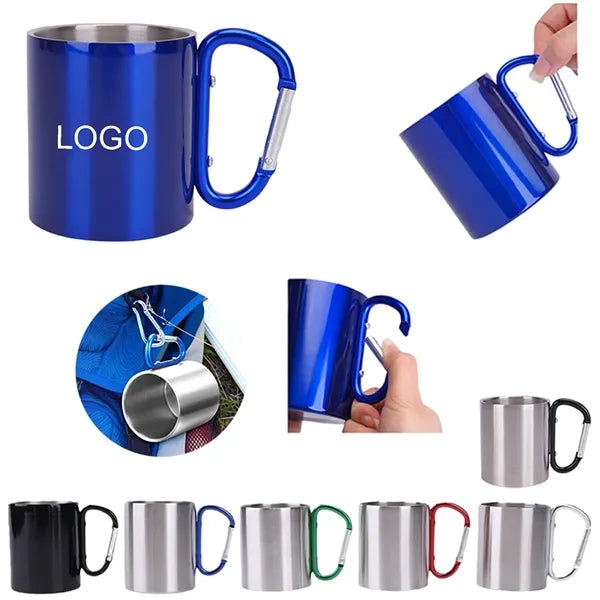 10 oz Stainless Steel Cup With Carabiner Clip