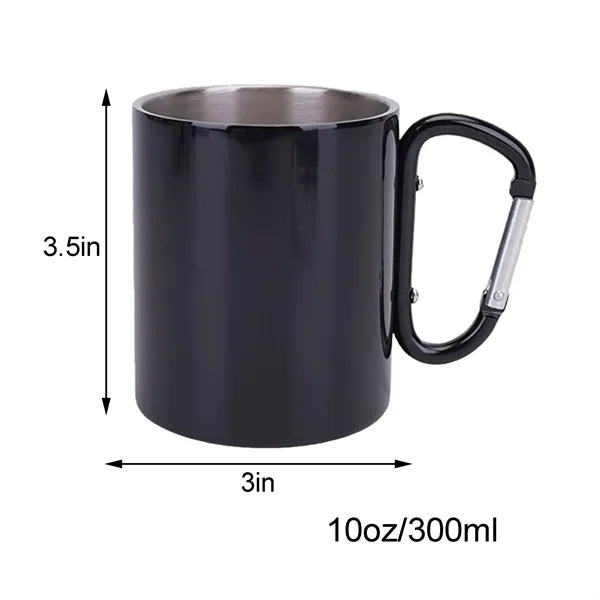 10 oz Stainless Steel Cup With Carabiner Clip