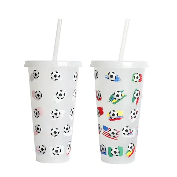 24Oz Soccer Cups With Straws And Lids