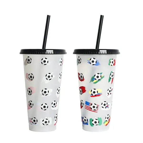 24Oz Soccer Cups With Straws And Lids