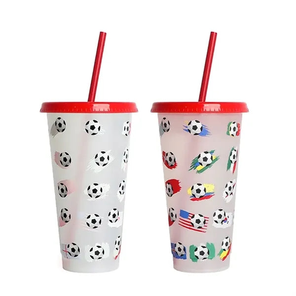 24Oz Soccer Cups With Straws And Lids
