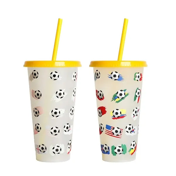 24Oz Soccer Cups With Straws And Lids
