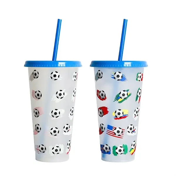 24Oz Soccer Cups With Straws And Lids