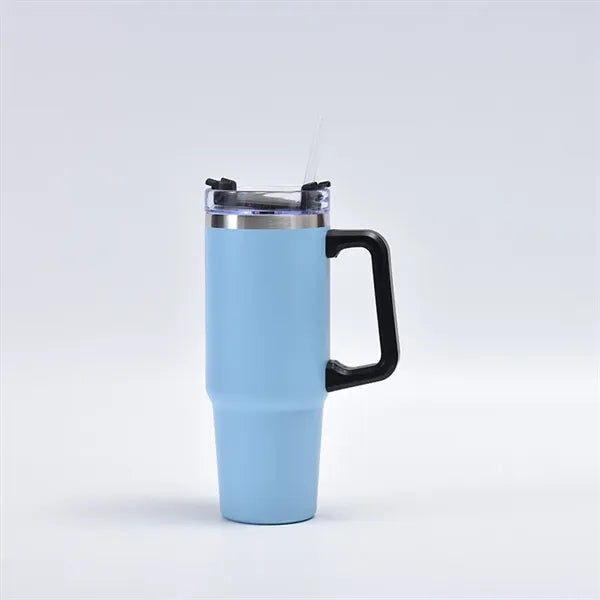 30 oz Insulated Stainless Steel Tumbler With Handle Straw