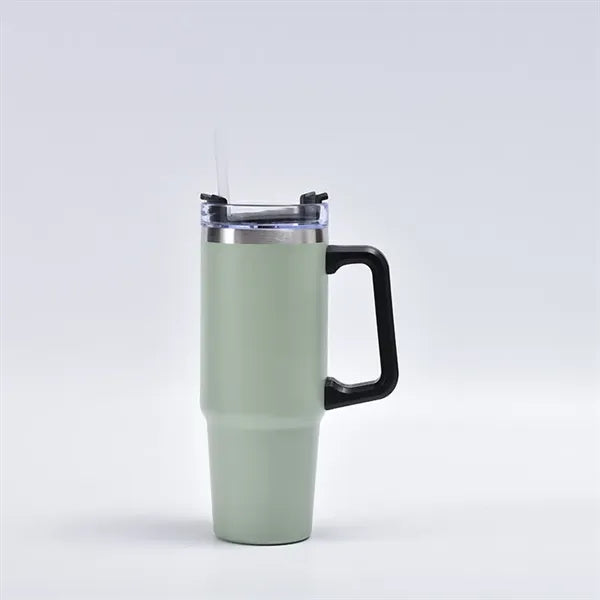30 oz Insulated Stainless Steel Tumbler With Handle Straw