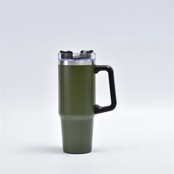 30 oz Insulated Stainless Steel Tumbler With Handle Straw
