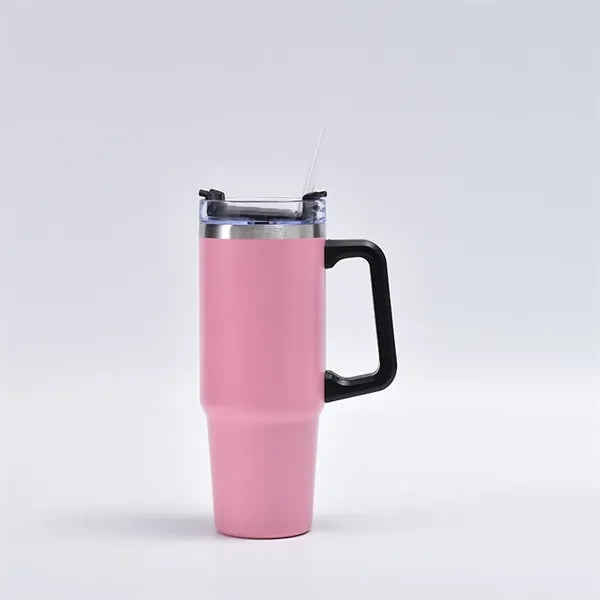 30 oz Insulated Stainless Steel Tumbler With Handle Straw