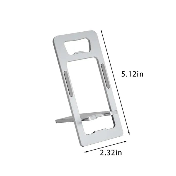 Folding phone stand desktop sturdy alloy with bottle opener