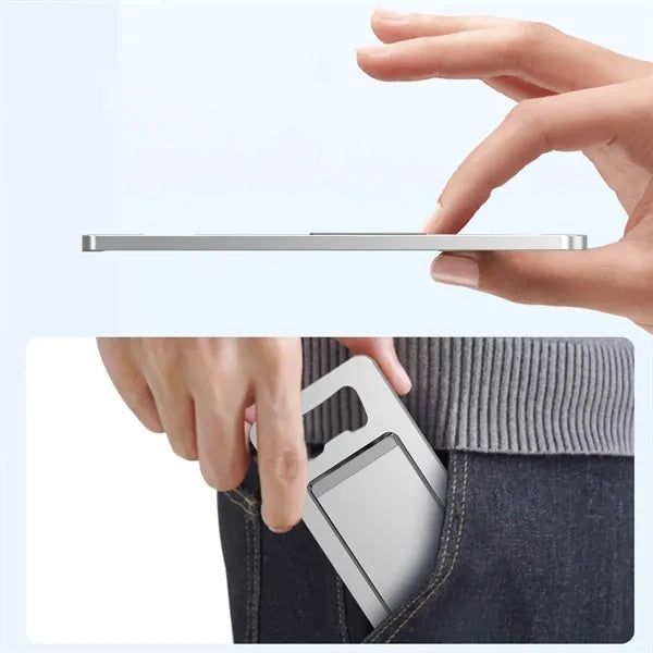 Folding phone stand desktop sturdy alloy with bottle opener