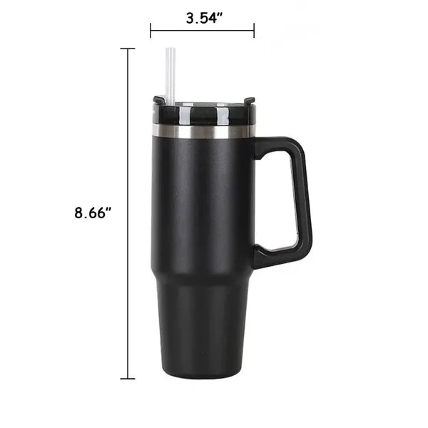 30 oz Insulated Stainless Steel Tumbler With Handle Straw