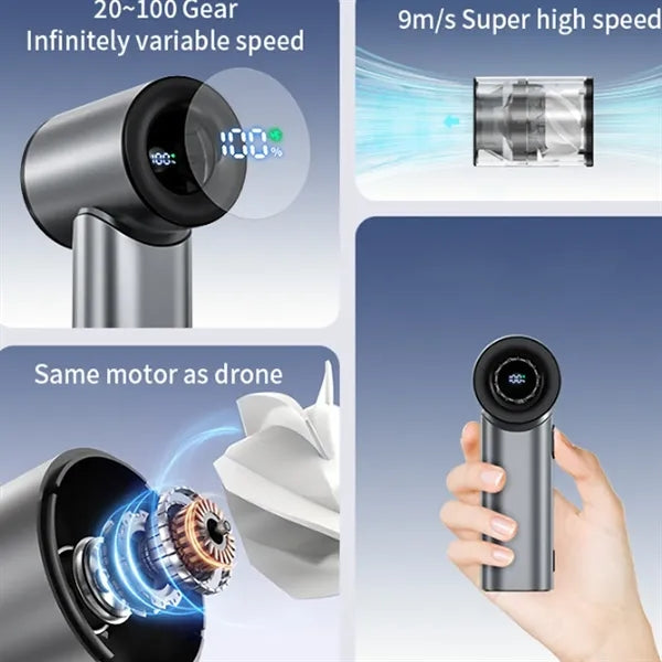 High-Speed Brushless Mini Handheld Fan with LED Display