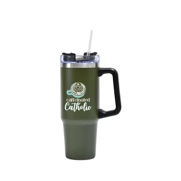 30 oz Insulated Stainless Steel Tumbler With Handle Straw