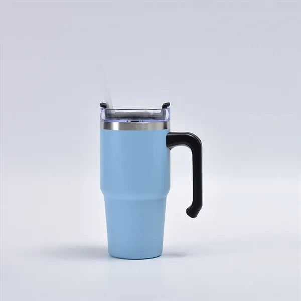 20 Oz Stainless Steel Tumbler with Handle Lid Straw
