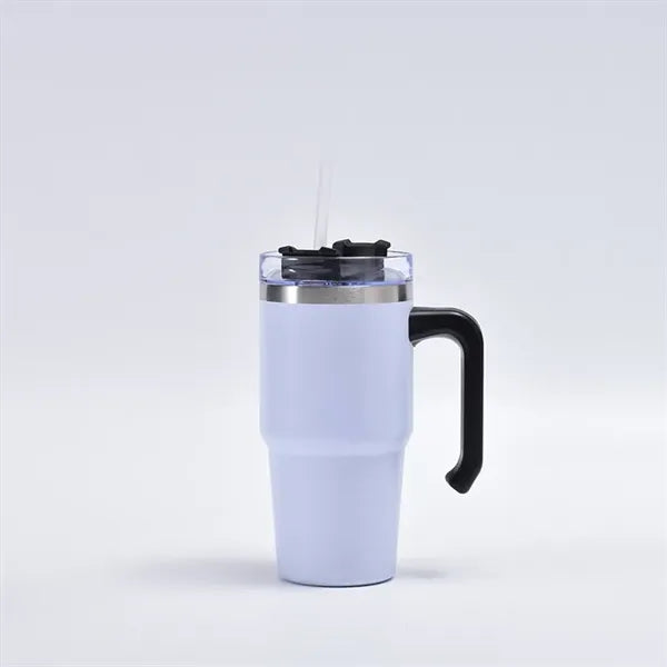 20 Oz Stainless Steel Tumbler with Handle Lid Straw