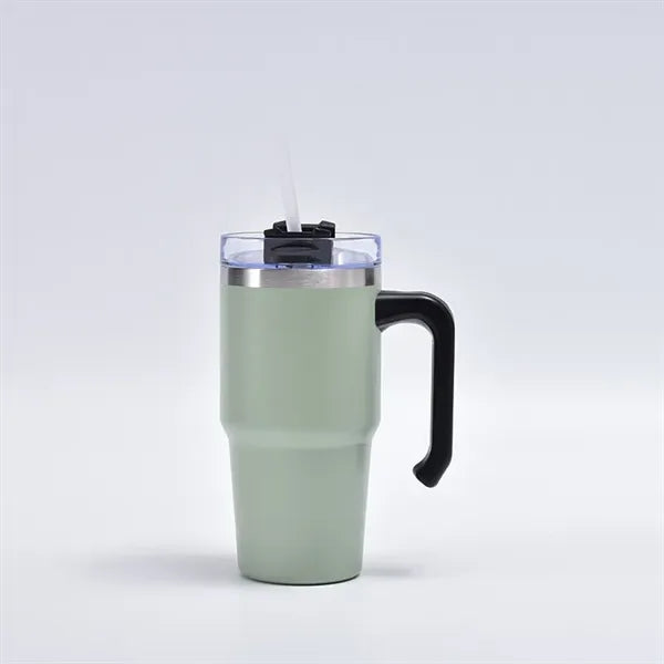 20 Oz Stainless Steel Tumbler with Handle Lid Straw