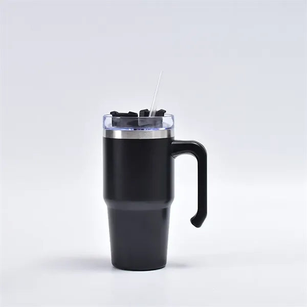 20 Oz Stainless Steel Tumbler with Handle Lid Straw