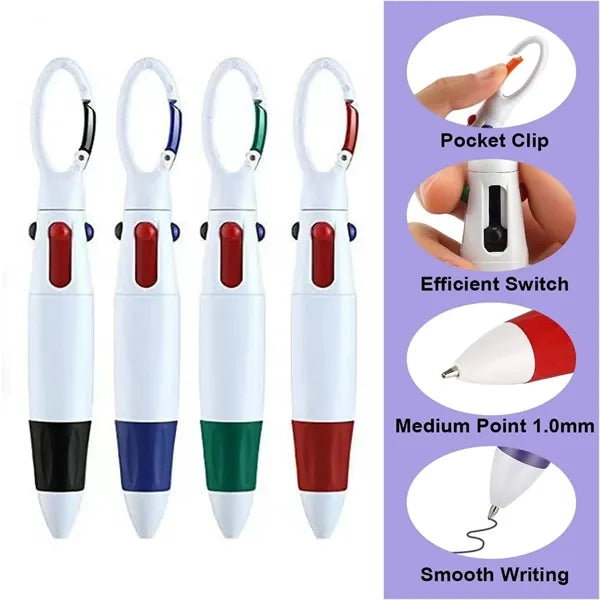 Click Pen with Carabiner Clip