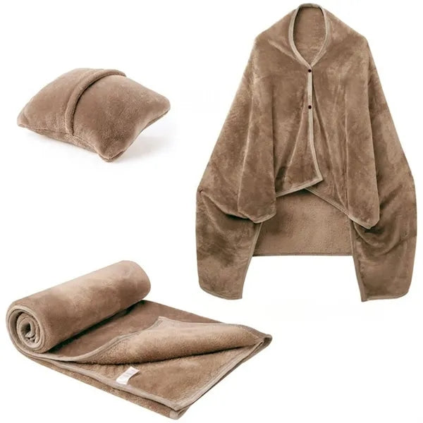 MOQ Shawl Blanket Pillow 2-in-1 with Sleeves