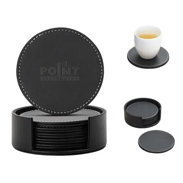 Round Leather Coaster Set