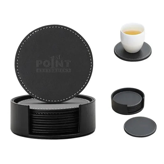 Round Leather Coaster Set