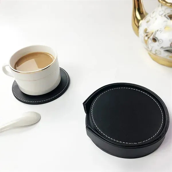 Round Leather Coaster Set