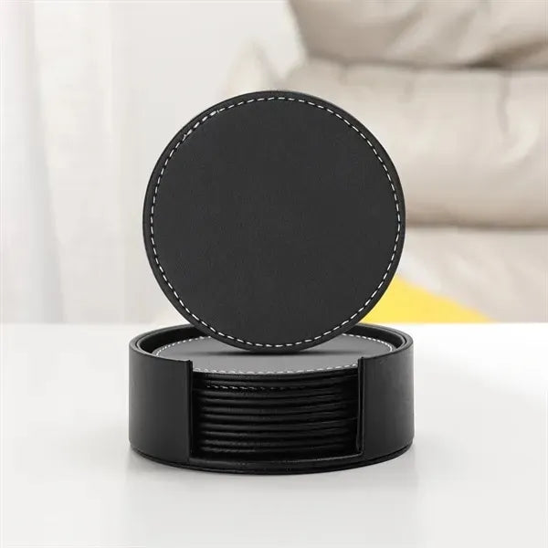 Round Leather Coaster Set