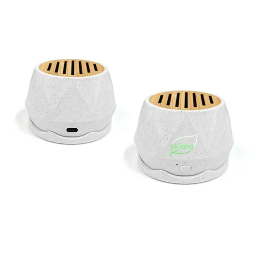 MOQ Straw Bamboo Wood Wireless Magnetic Mount Speaker