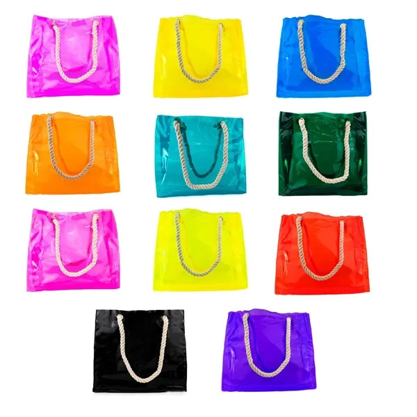 Colorful Transparent Tote Bag with Cotton Handles