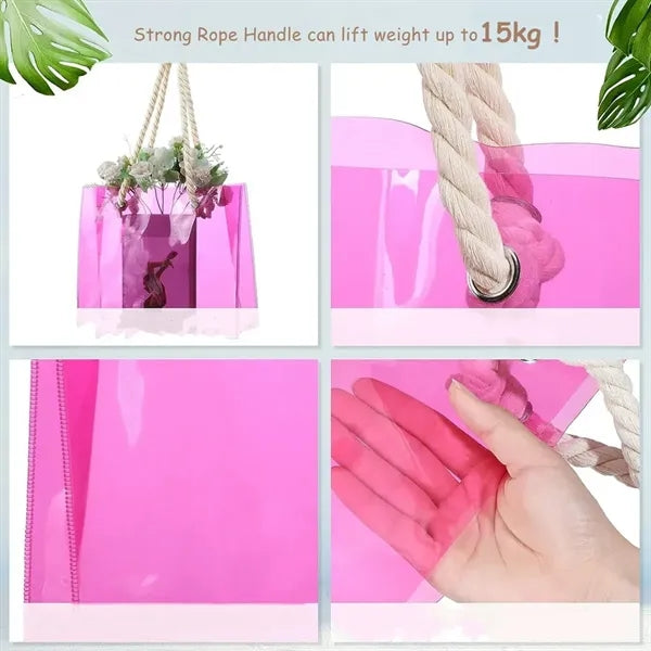 Colorful Transparent Tote Bag with Cotton Handles