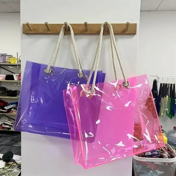 Colorful Transparent Tote Bag with Cotton Handles