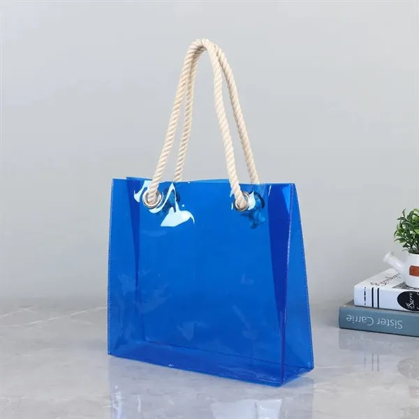 Colorful Transparent Tote Bag with Cotton Handles