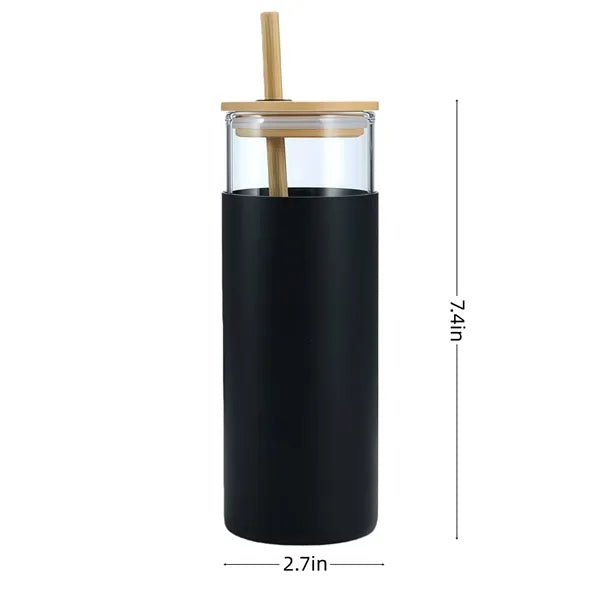Oz Glass Tumbler with Bamboo Lids & Silicone Sleeve
