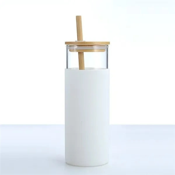 Oz Glass Tumbler with Bamboo Lids & Silicone Sleeve