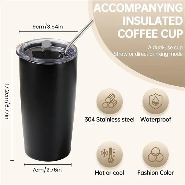 20oz Stainless Steel Tumbler with Stainless Straw