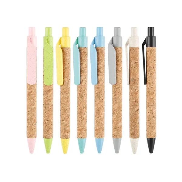Cork Wheat Straw Retractable Ballpoint Pen