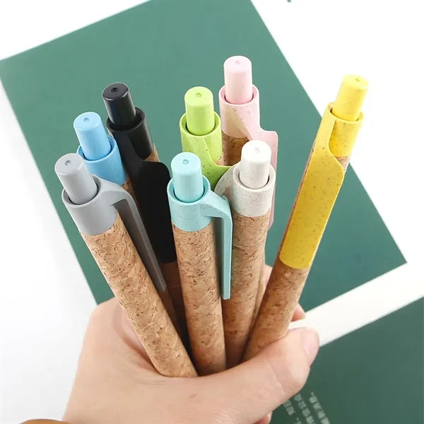 Cork Wheat Straw Retractable Ballpoint Pen