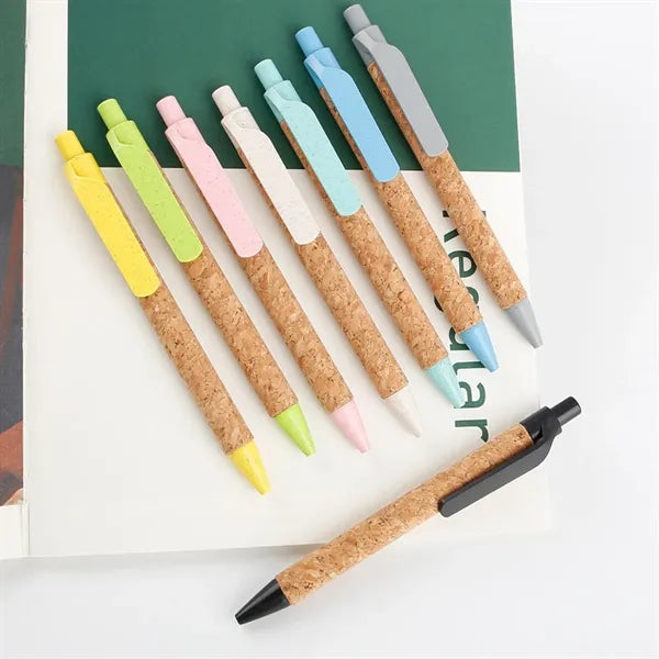 Cork Wheat Straw Retractable Ballpoint Pen
