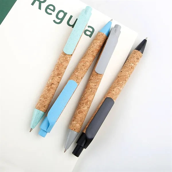 Cork Wheat Straw Retractable Ballpoint Pen