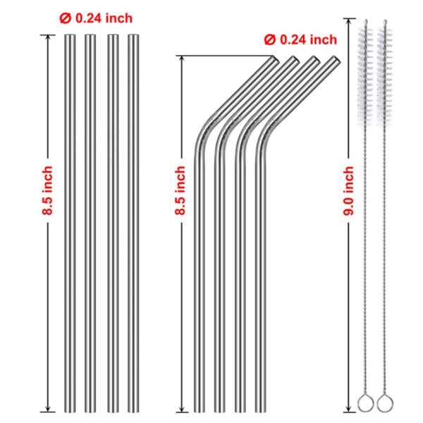 4 Pcs Stainless Steel Straw