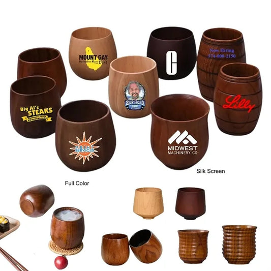 1.7 to 12 oz Carbonized Finish Solid Wood Belly Drink Cup
